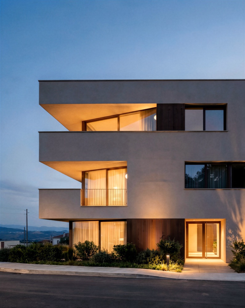 Loggia iluminada ao entardecer